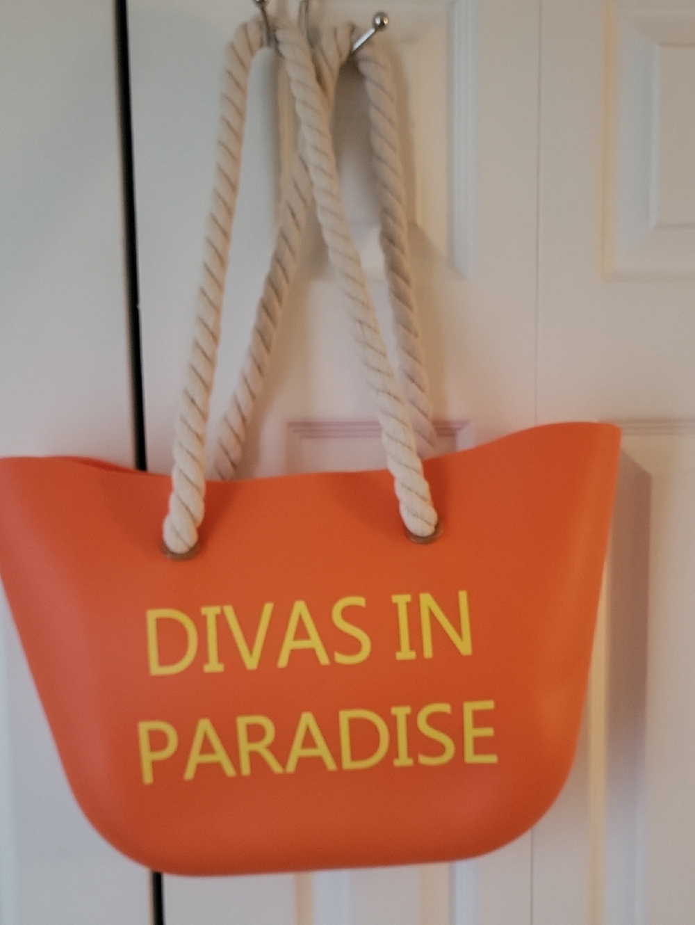 DIVAS IN PARADISE Orange Tote Bag with Rope Handles